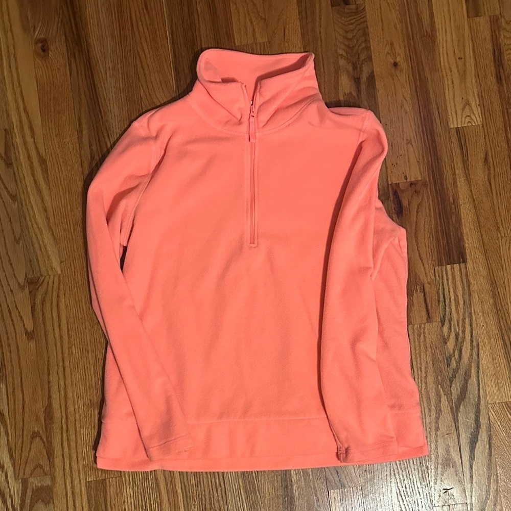 Old Navy Quarter Zip Fleece Sweatshirt Melon Orange Pink Medium M - Picture 1 of 3